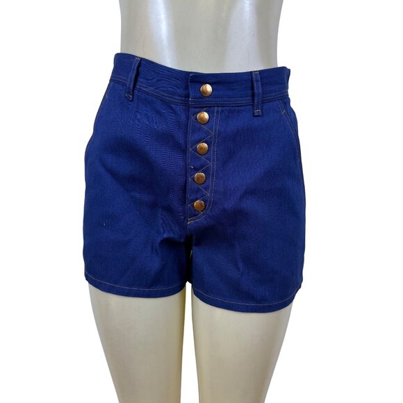 Rag & Bone Womens Blue Cotton Shorts Button Front High Waist Size 4 - Picture 1 of 8